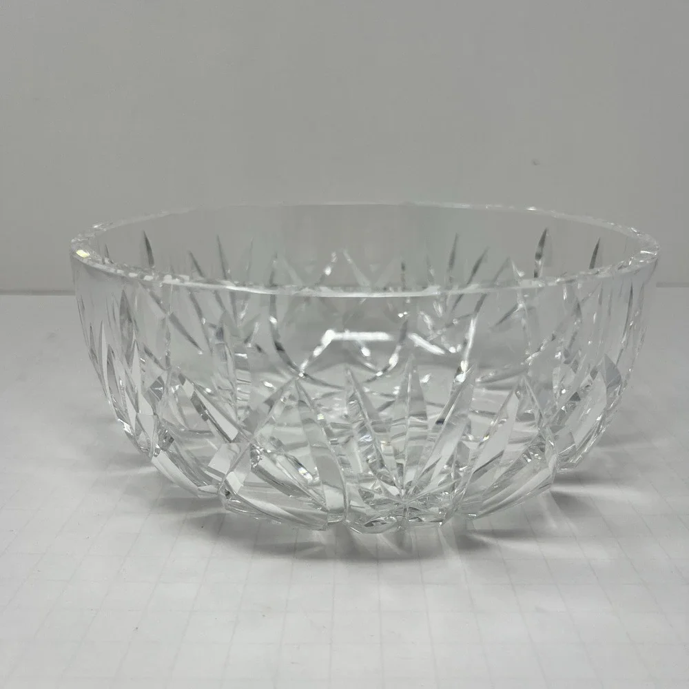 Crystal Impression Glass Fruit Bowl Clear Decorative Serving Dish Elegant Center